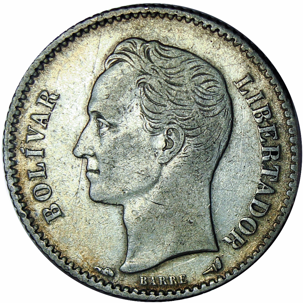 Escaso 1 Bolívar 1900 Moneda de Plata  - Numisfila