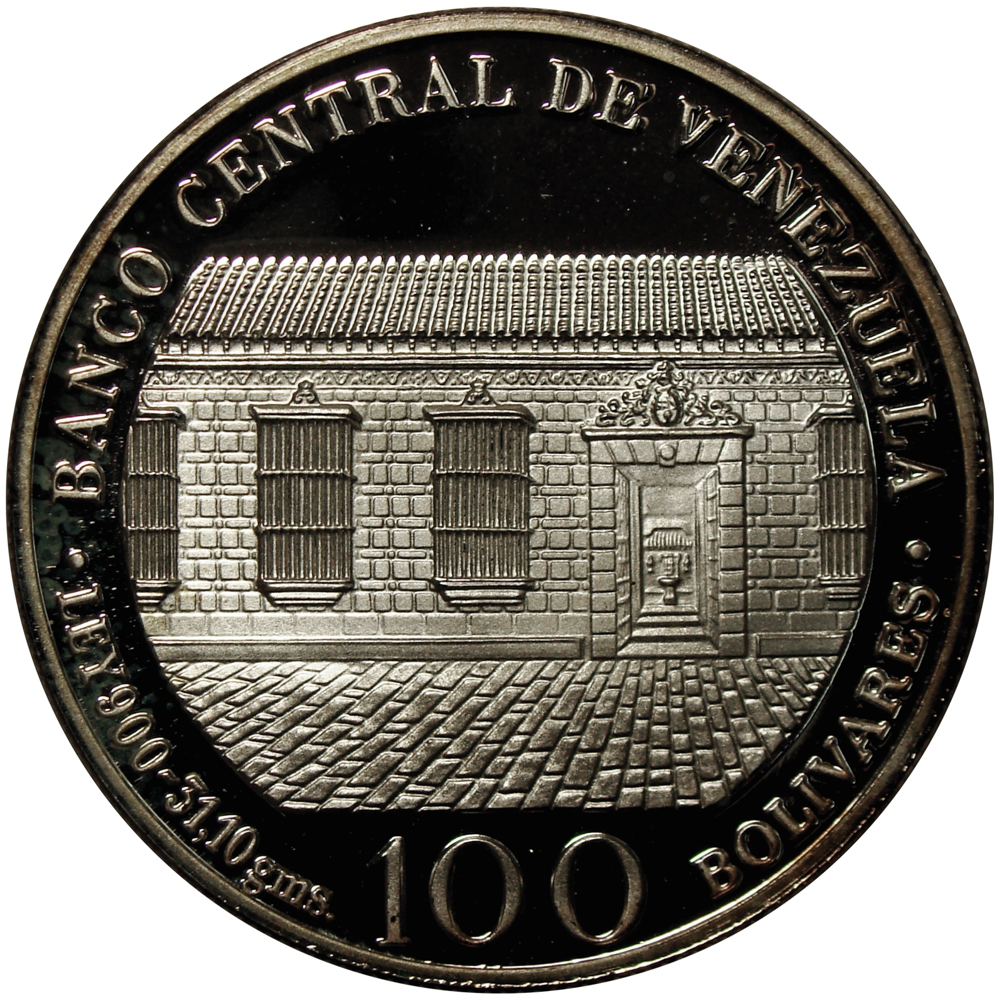 Moneda de Plata 100 Bolívares 1983 Bicentenario Simón Bolívar  - Numisfila