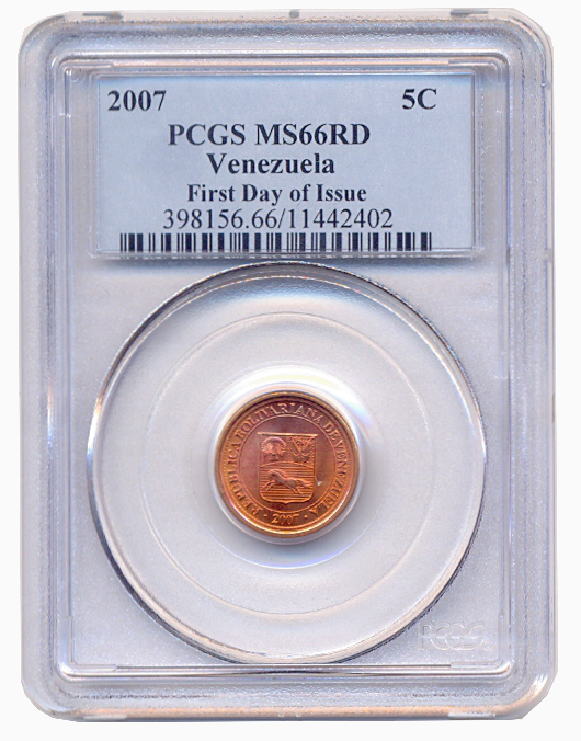Moneda 5 Céntimos 2007 PCGS MS66RD 1er día de emisión - First Day of Issue  - Numisfila