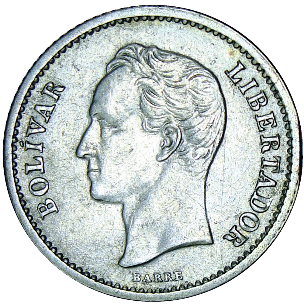 Moneda de Plata 25 Céntimos 1936 ¼ de Bolívar - Medio  - Numisfila