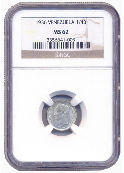 Moneda de Plata 25 Céntimos 1936 NGC MS62 Medio  - Numisfila
