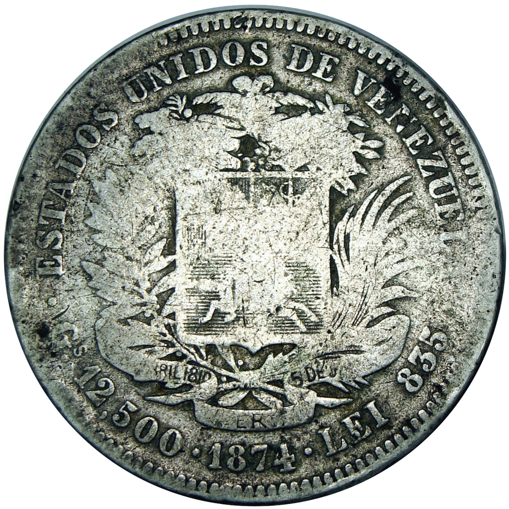 Moneda 50 Centavos 1874 Ceca Adentro - 5 Reales - Numisfila