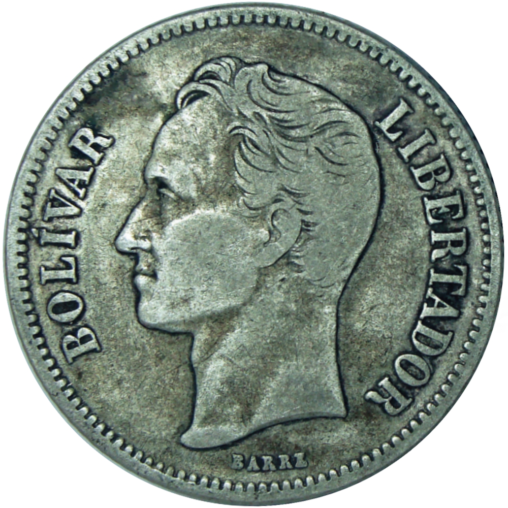 Moneda de Plata 2 Bolívares 1924 Fecha Ancha  - Numisfila