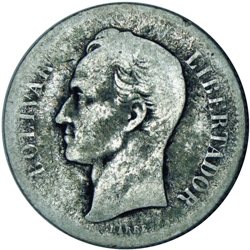 Difícil Moneda 2 Bolívares 1879 1er año de la denominación  - Numisfila