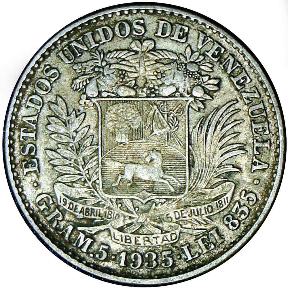 Venezuela Moneda de Plata 1 Bolívar 1935 - Numisfila