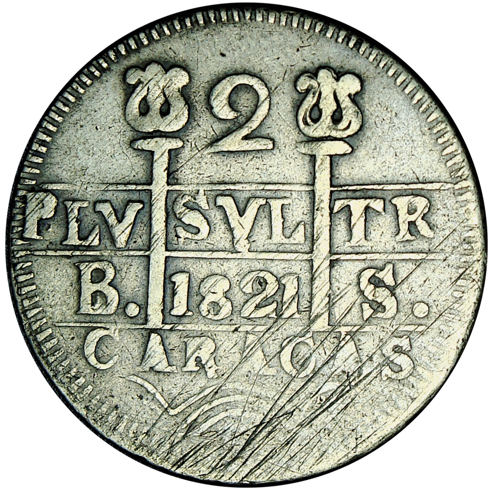 Replica Moneda Caracas 2 Reales 1821 - Unos Al Derecho B.S. Castillo León Morillera - Numisfila