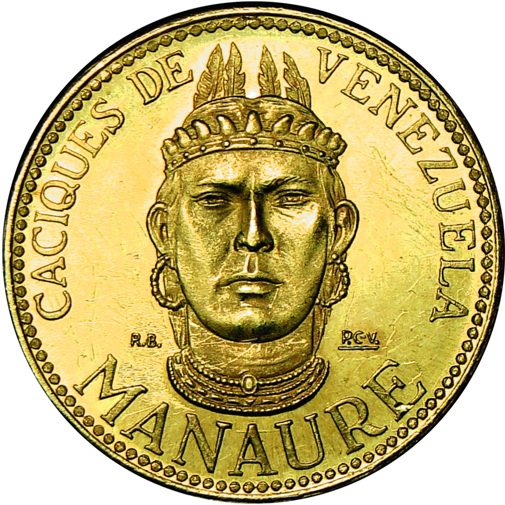 Manaure Medalla de Oro 4 Dineros Caciques de Venezuela - Numisfila