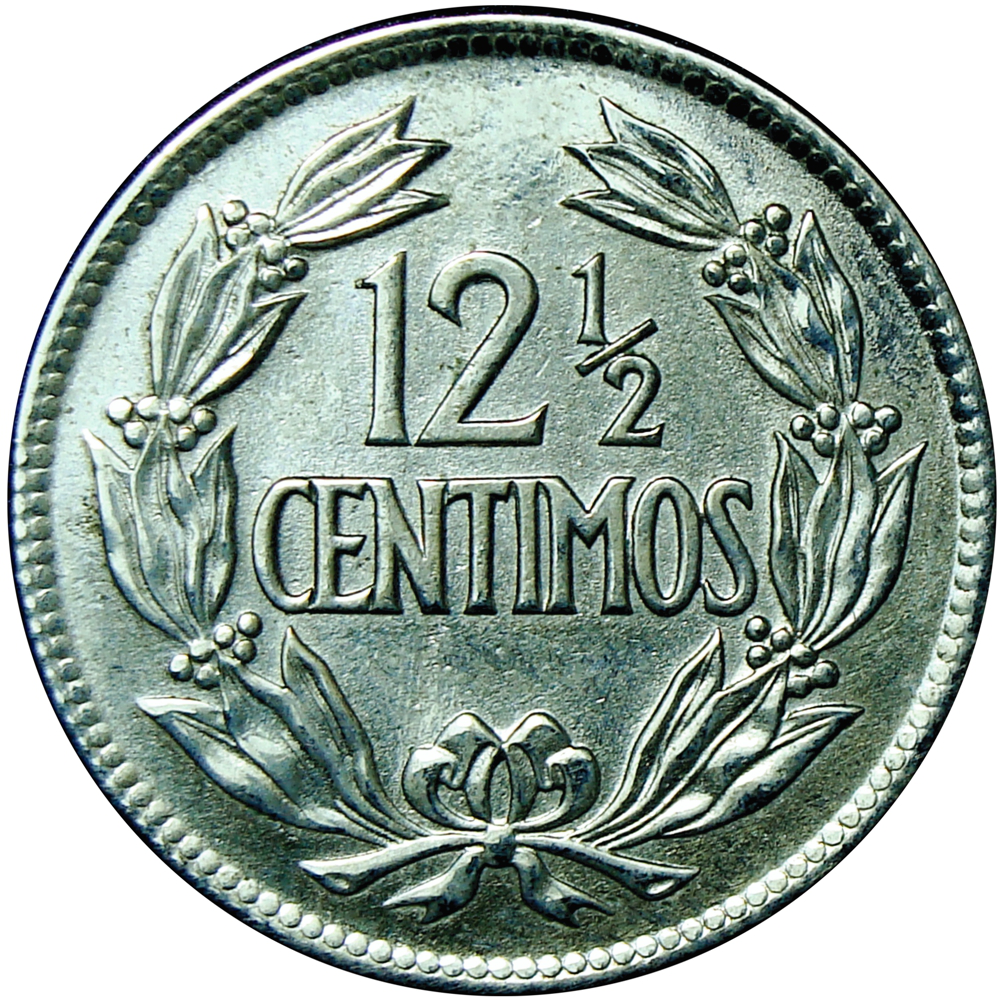 Locha Moneda 12½ Céntimos 1969 Estrella Plana y mate, Rama izquierda interrumpida por hendiduras circulares  - Numisfila