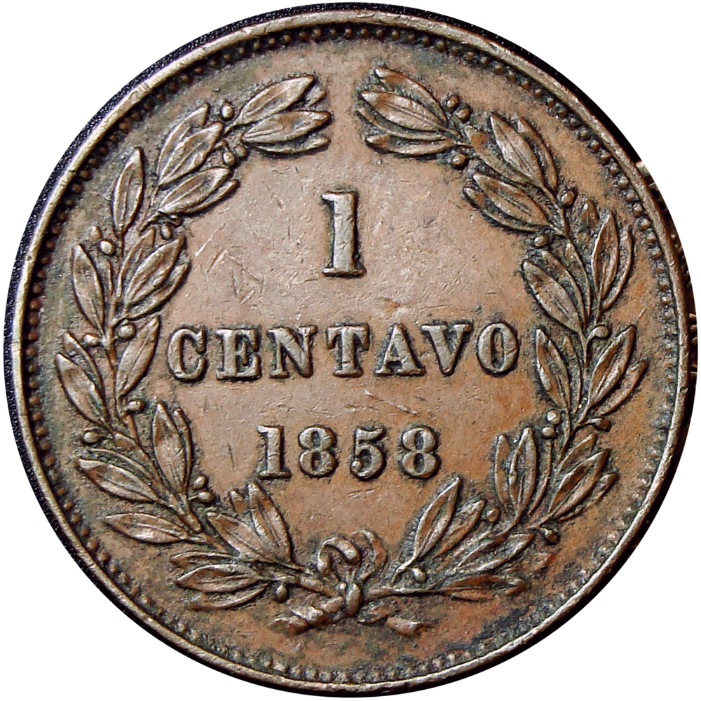 Moneda Centavo Monaguero 1858 Libertad en Relieve  - Numisfila