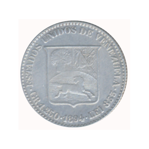 Medio Moneda de Plata 25 Céntimos 1894 - ¼ de Bolívar - Numisfila