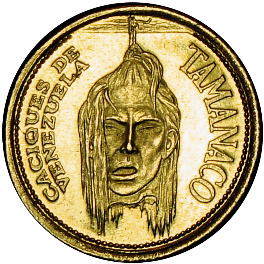 Medalla de Oro Tamanaco 1 Dinero Caciques de Venezuela 14 mm - Numisfila