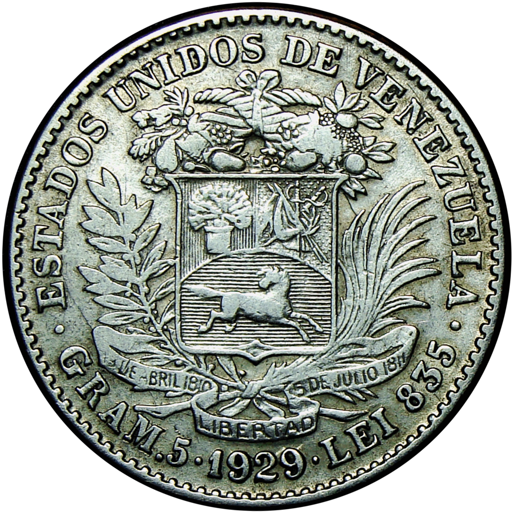 Moneda de Plata Un Bolívar 1929 - Numisfila