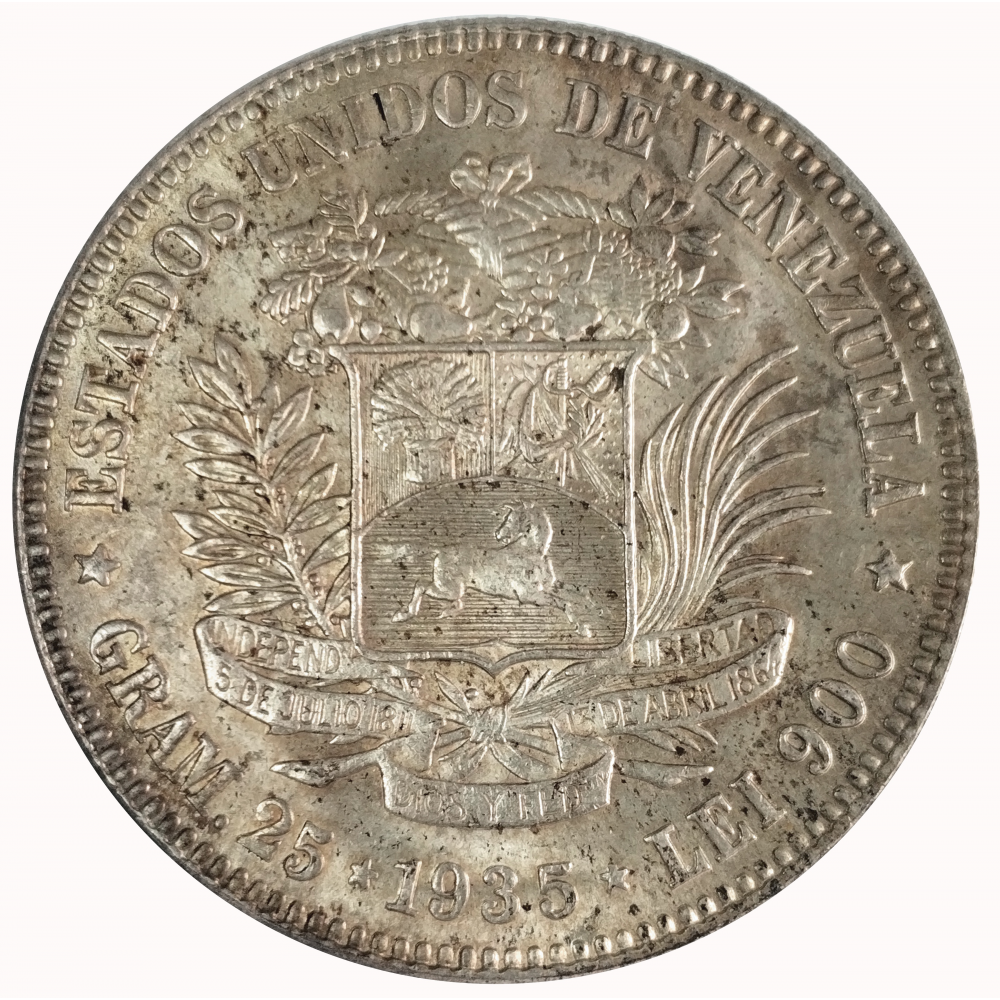 Moneda de Plata 5 Bolívares - Fuerte 1935 - Numisfila