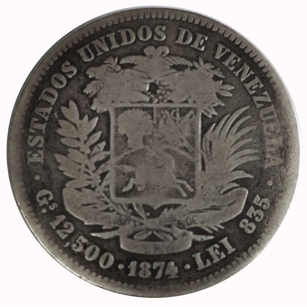 Moneda 50 Centavos 1874 Ceca Afuera - 5 Reales - Numisfila