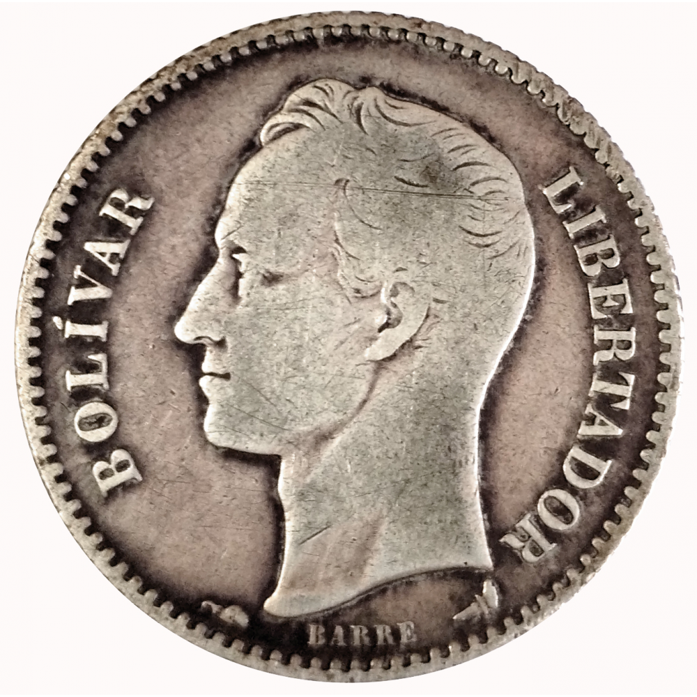Escaso Un Bolívar 1900 Moneda de Plata  - Numisfila