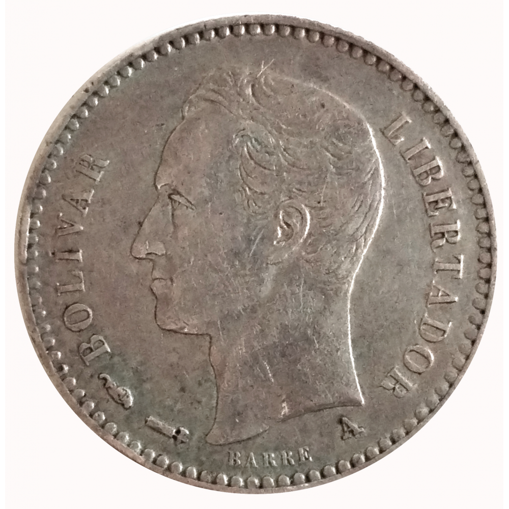 50 Céntimos 1893 Moneda de Plata ½ Bolívar - Real  - Numisfila