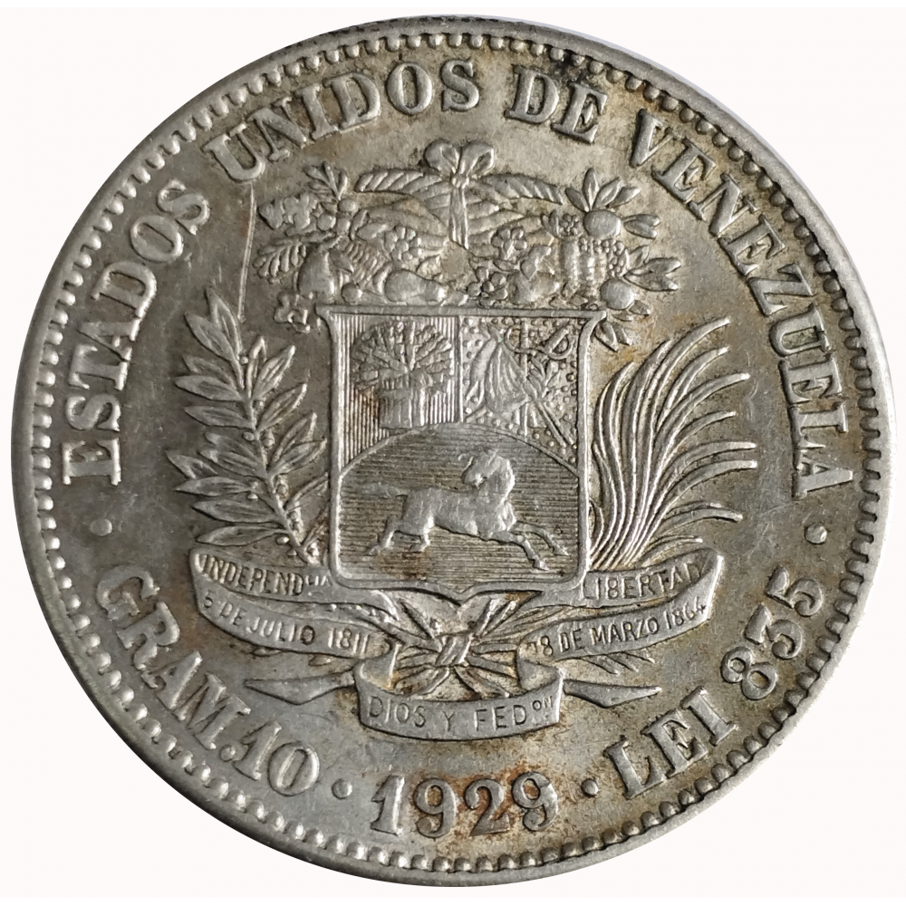 Venezuela Moneda 2 Bolívares de Plata 1929 - Numisfila