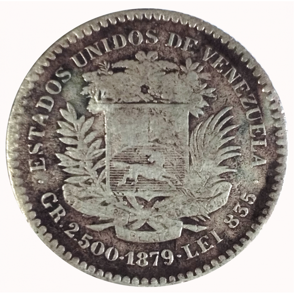 Moneda de Plata Venezuela 50 Céntimos 1879 - ½ Bolívar - Numisfila