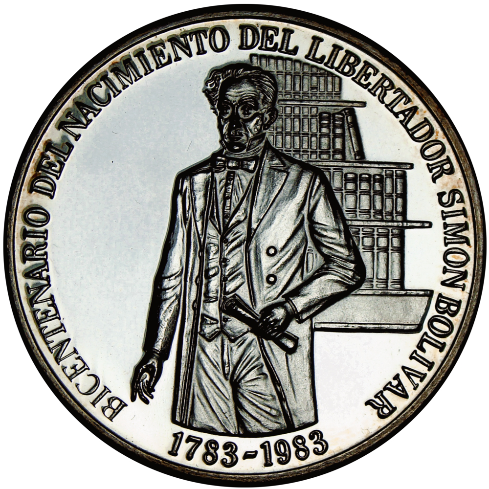 Moneda de Plata 100 Bolívares 1983 Bicentenario Simón Bolívar - Numisfila
