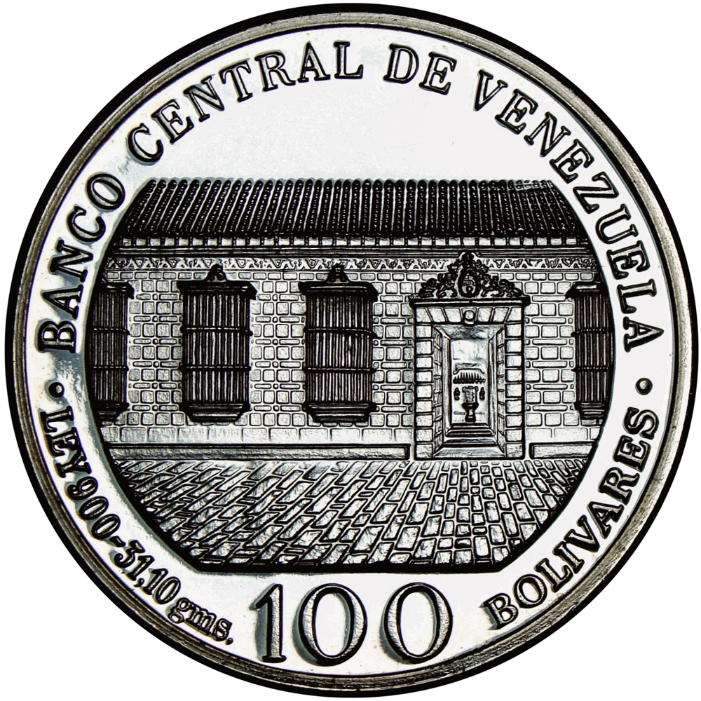 Moneda de Plata 100 Bolívares 1983 Bicentenario Simón Bolívar  - Numisfila