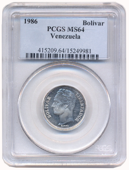Moneda Bolívar 1986 Prooflike PCGS MS 64 - Numisfila