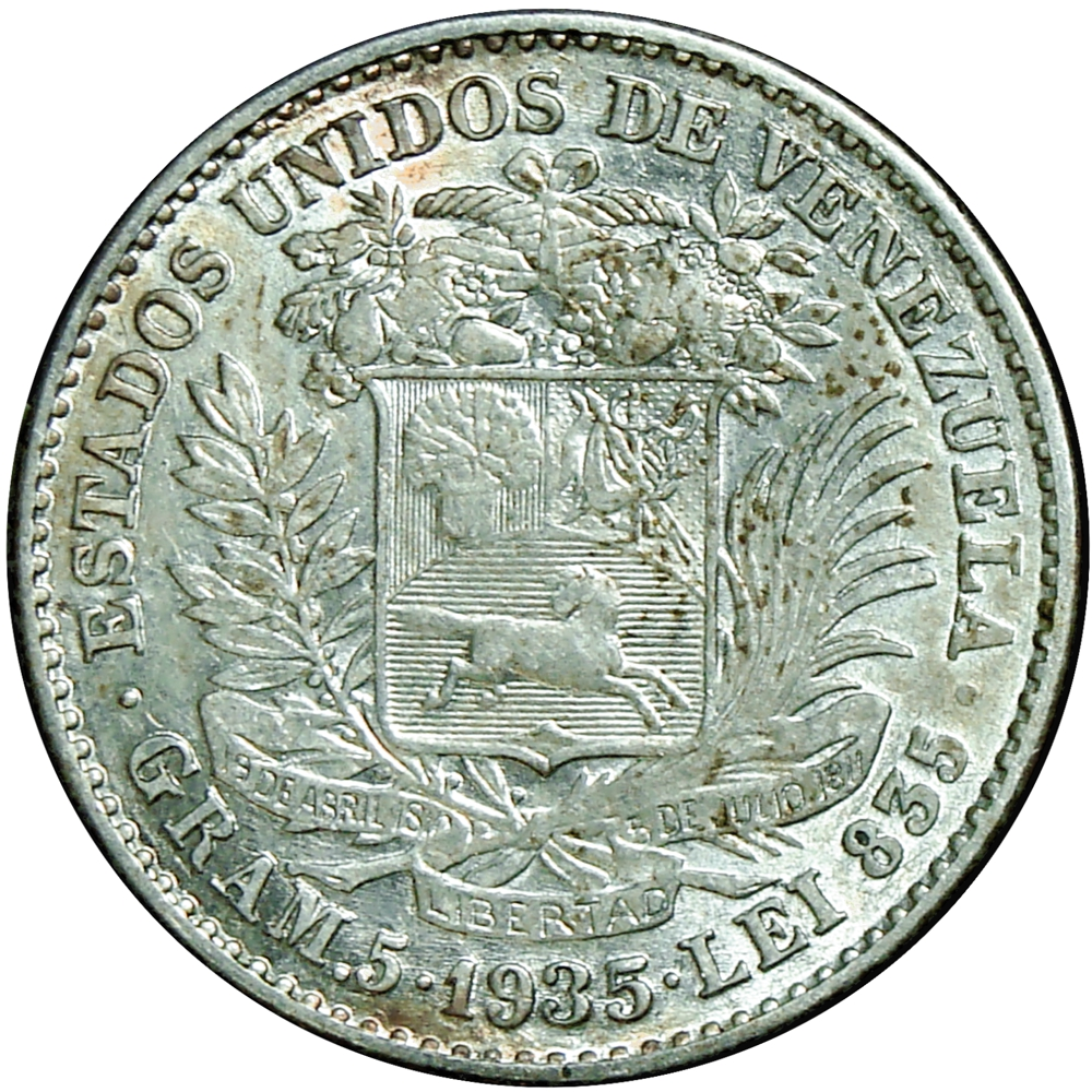 Venezuela Moneda de Plata 1 Bolívar 1935 - Numisfila