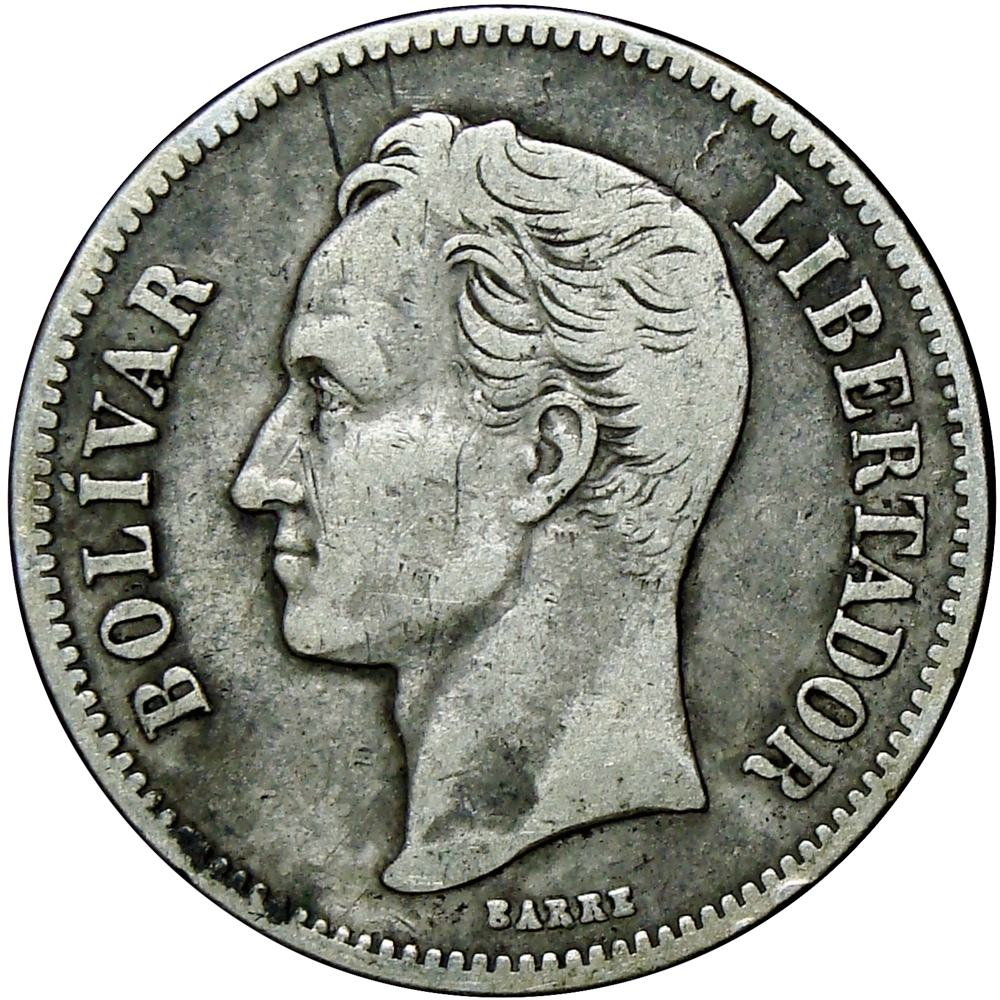 Venezuela Moneda de Plata 2 Bolívares Difícil 1930  - Numisfila