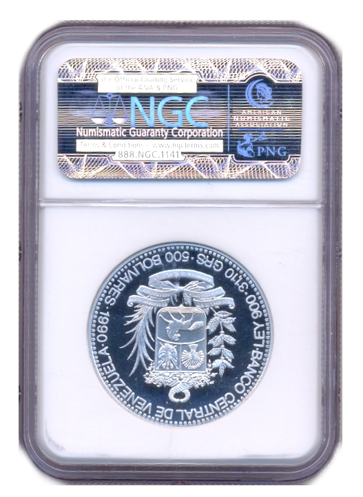Moneda 500 Bolívares Páez 1990 NGC PF 69 Ultra Cameo   - Numisfila