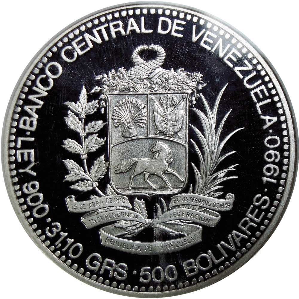 Moneda 500 Bolívares Páez 1990 NGC PF 69 Ultra Cameo   - Numisfila