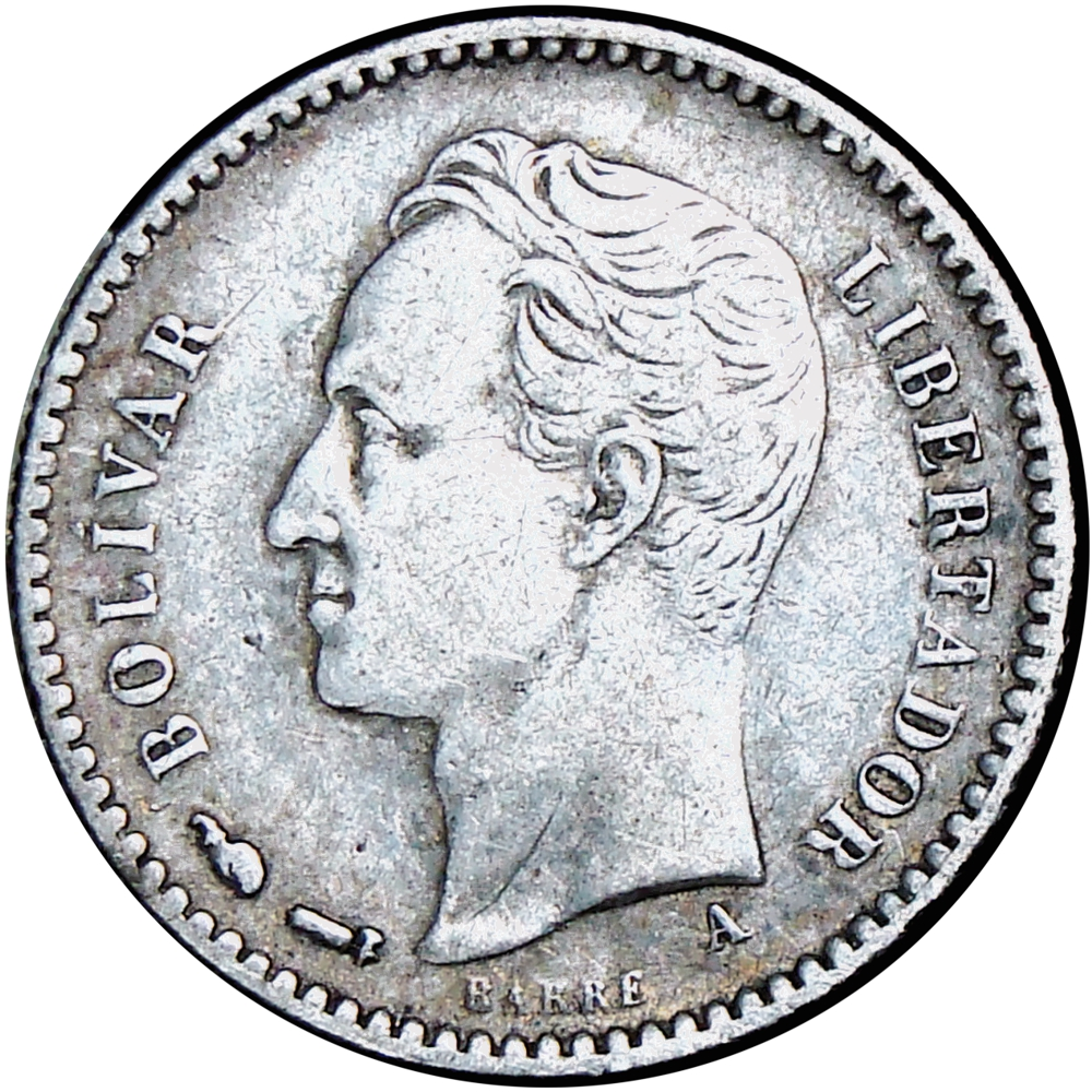 50 Céntimos 1893 Fecha Angosta Moneda de Plata ½ Bolívar - Real  - Numisfila
