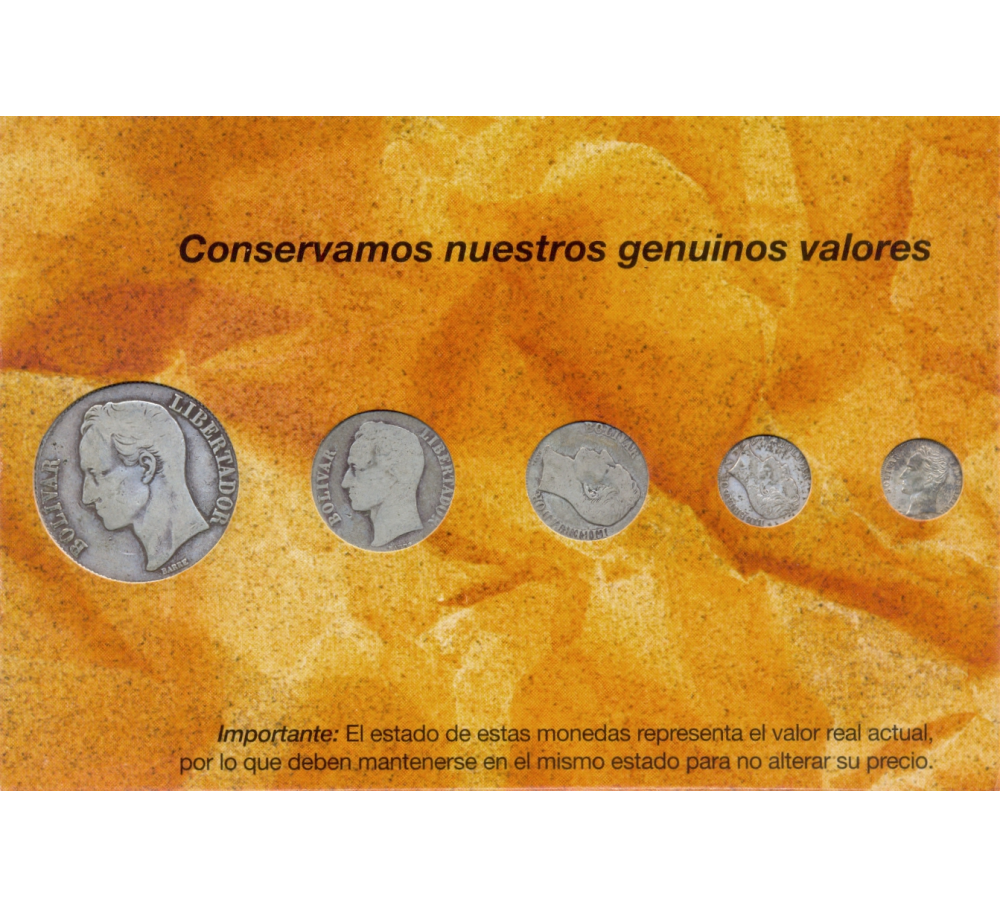 Venezuela Set 5 Monedas de Plata UNIBANCA  - Plata 43,75 gramos  - Numisfila