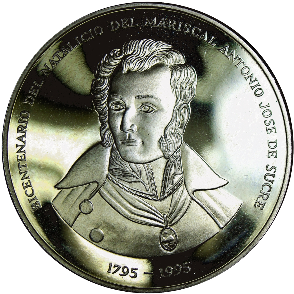Medalla de Plata Oficial BCV Antonio José De Sucre 1995 - Numisfila