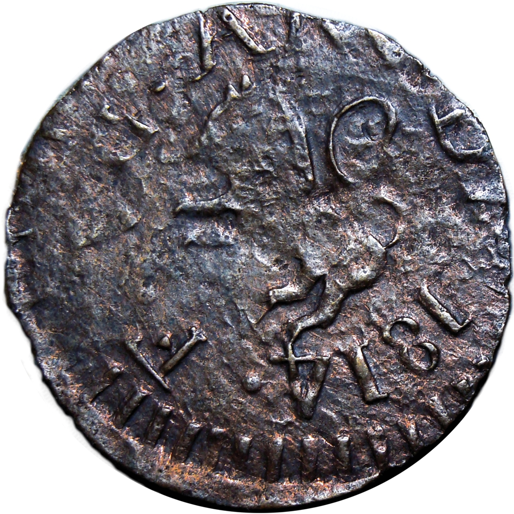 Venezuela Guayana Moneda de Cobre ½ Real 1814 - Variante 4 Grande y Bajo - Numisfila