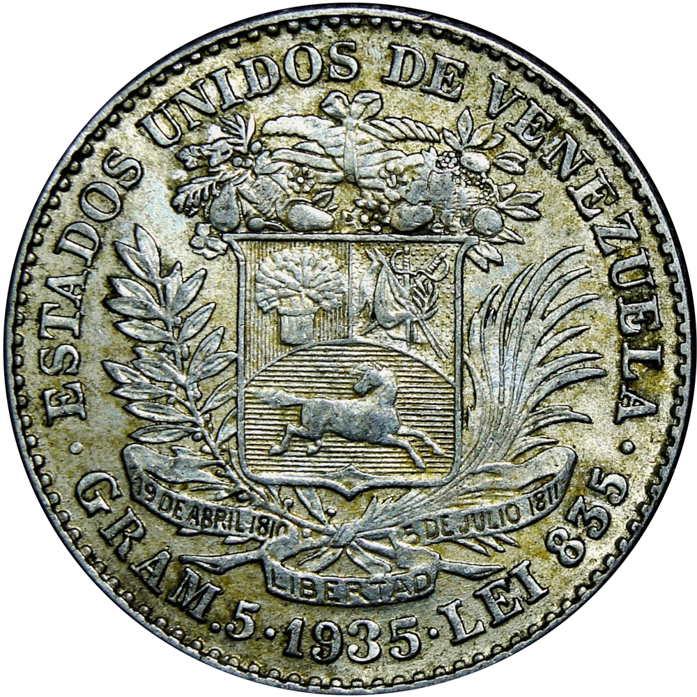 Venezuela Moneda de Plata 1 Bolívar 1935 - Numisfila