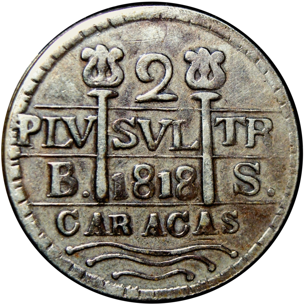 Replica Moneda Caracas 2 Reales 1818 León Castillo B.S. Morillera - Numisfila