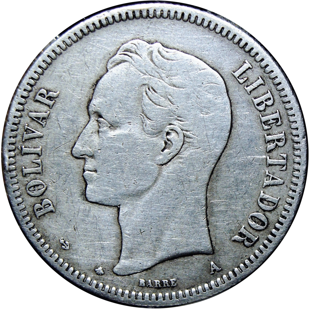 Venezuela Moneda 50 Centavos 1873 - 5 Reales o Bamba  - Numisfila