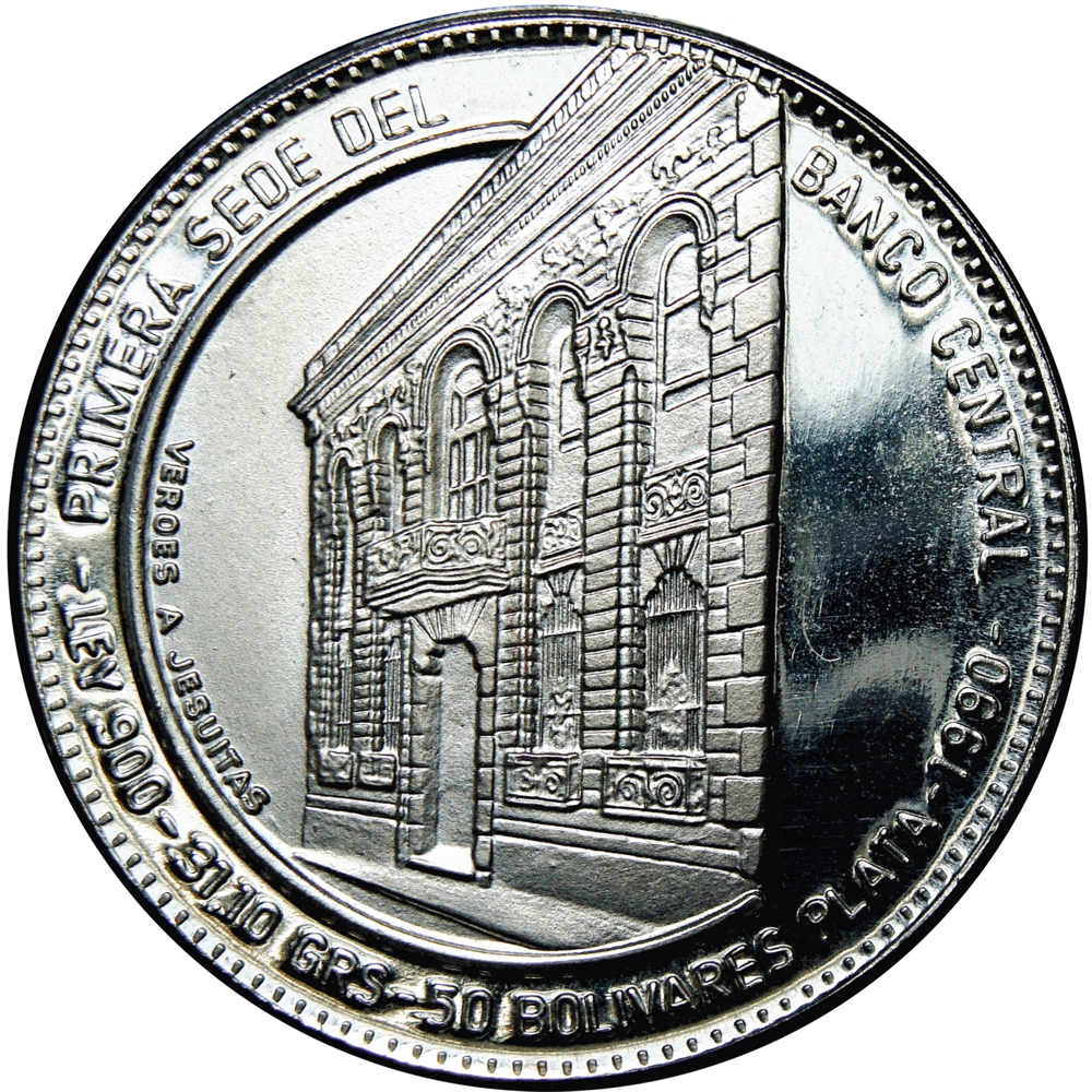 BCV 50 Bolívares 1990 - Moneda de Plata 50 Aniversario - Numisfila