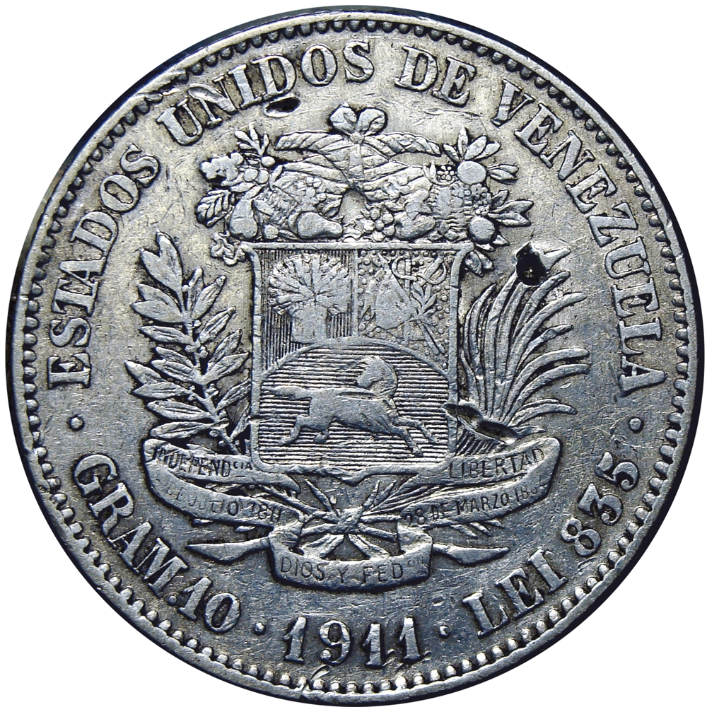 Moneda Plata 2 Bolivares 1911  - Numisfila