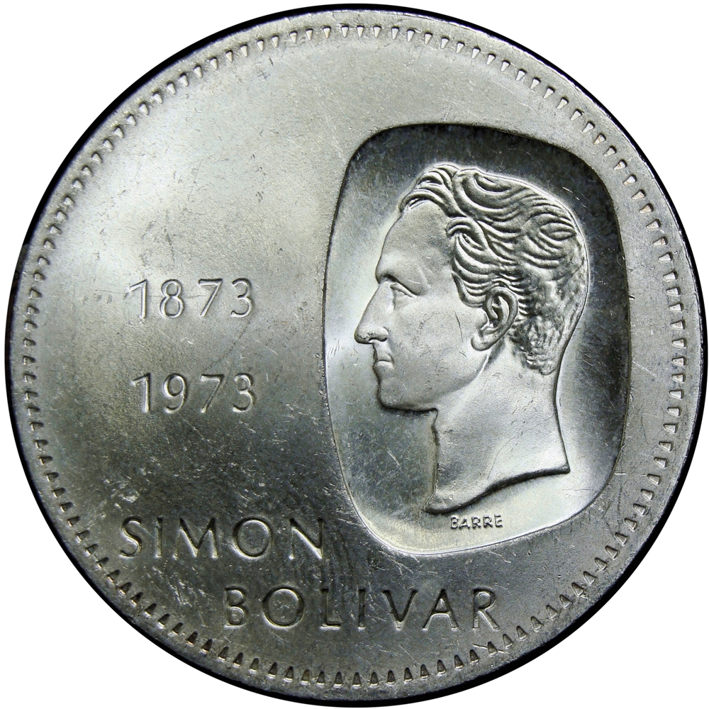 Moneda de Plata 10 Bolívares Doblón 1973 Canto al Derecho - Numisfila