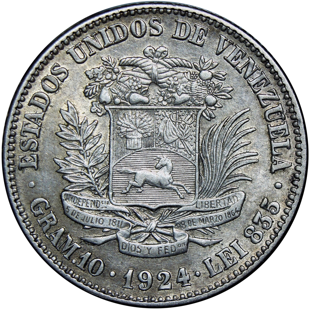 Venezuela Moneda de Plata 2 Bolívares 1924 - Numisfila
