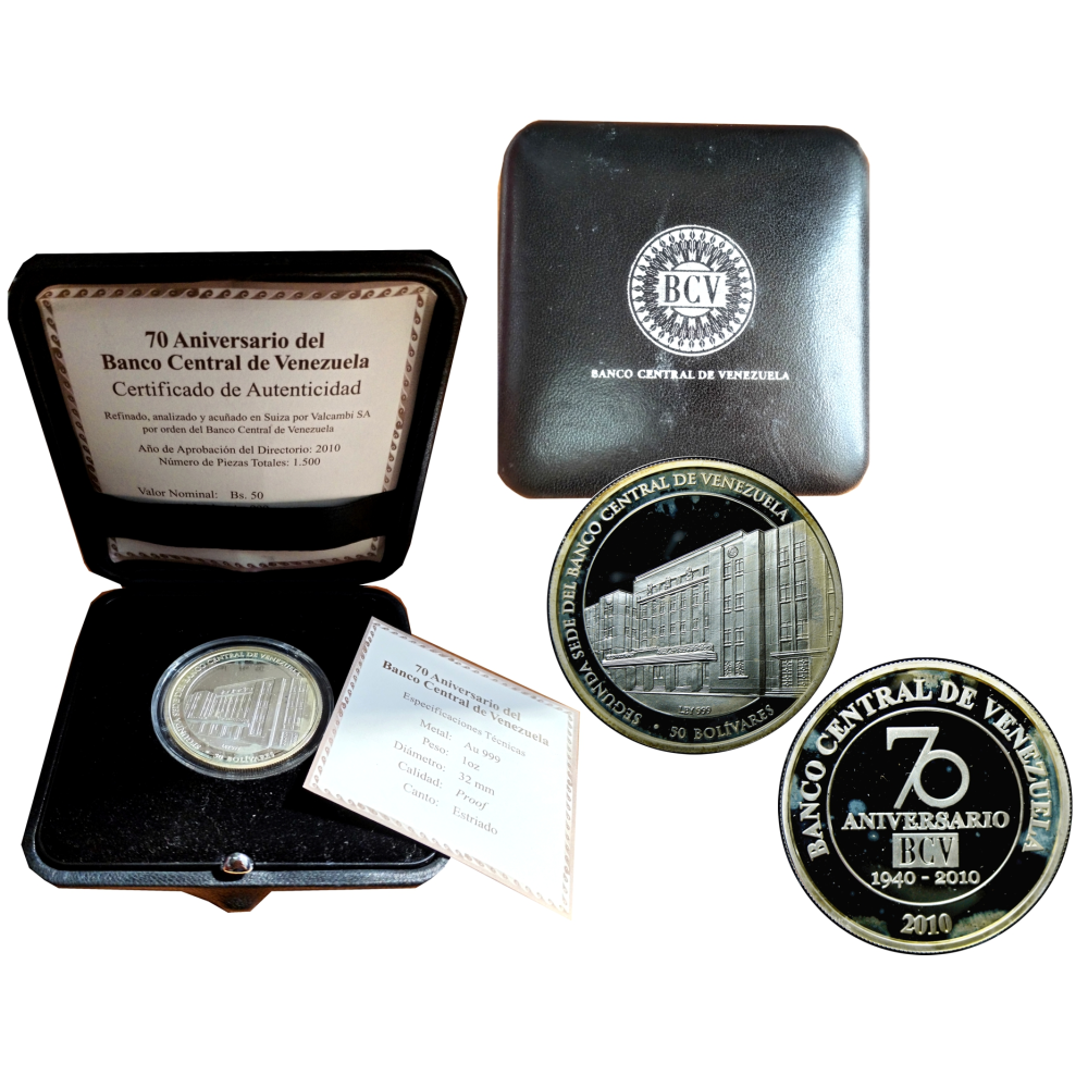 BCV 50 Bolívares 2010 - Moneda de Plata 70 Aniversario - Numisfila