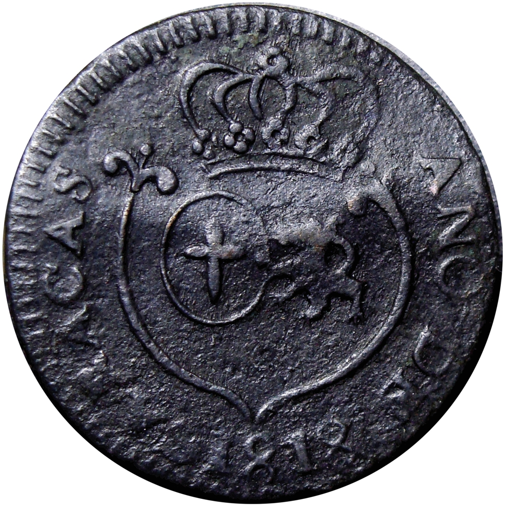 Moneda Caracas ¼ Real de Cobre - Cuartillo 1818 - Numisfila