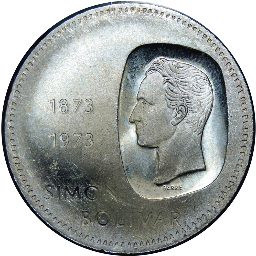Moneda de Plata 10 Bolívares Doblón 1973 Canto Al Revés  - Numisfila