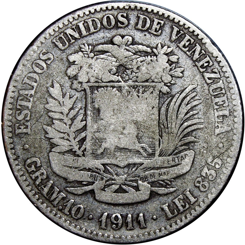 Moneda de Plata 2 Bolivares 1911  - Numisfila