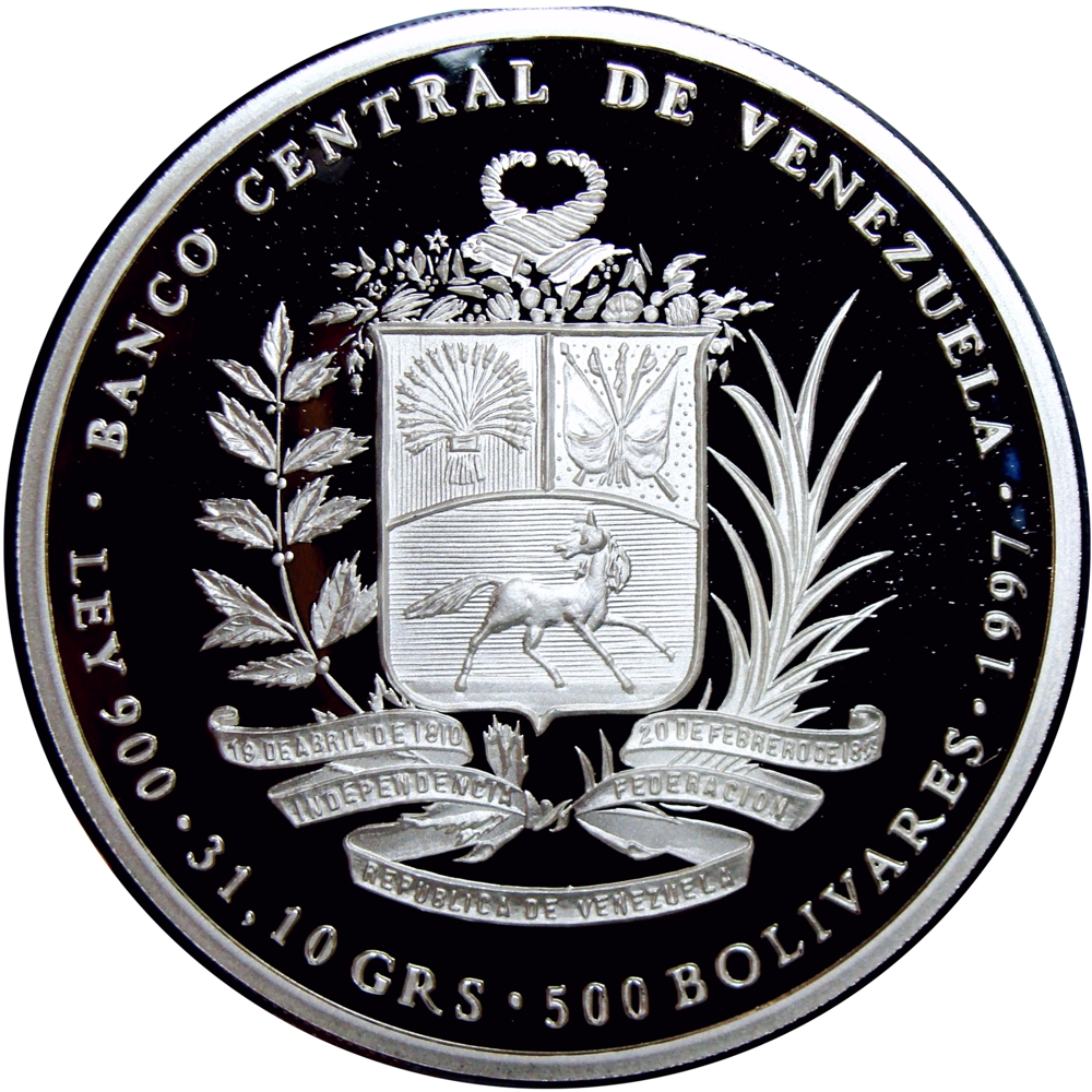 Gual y España Moneda de Plata 500 Bolívares 1997  - Numisfila