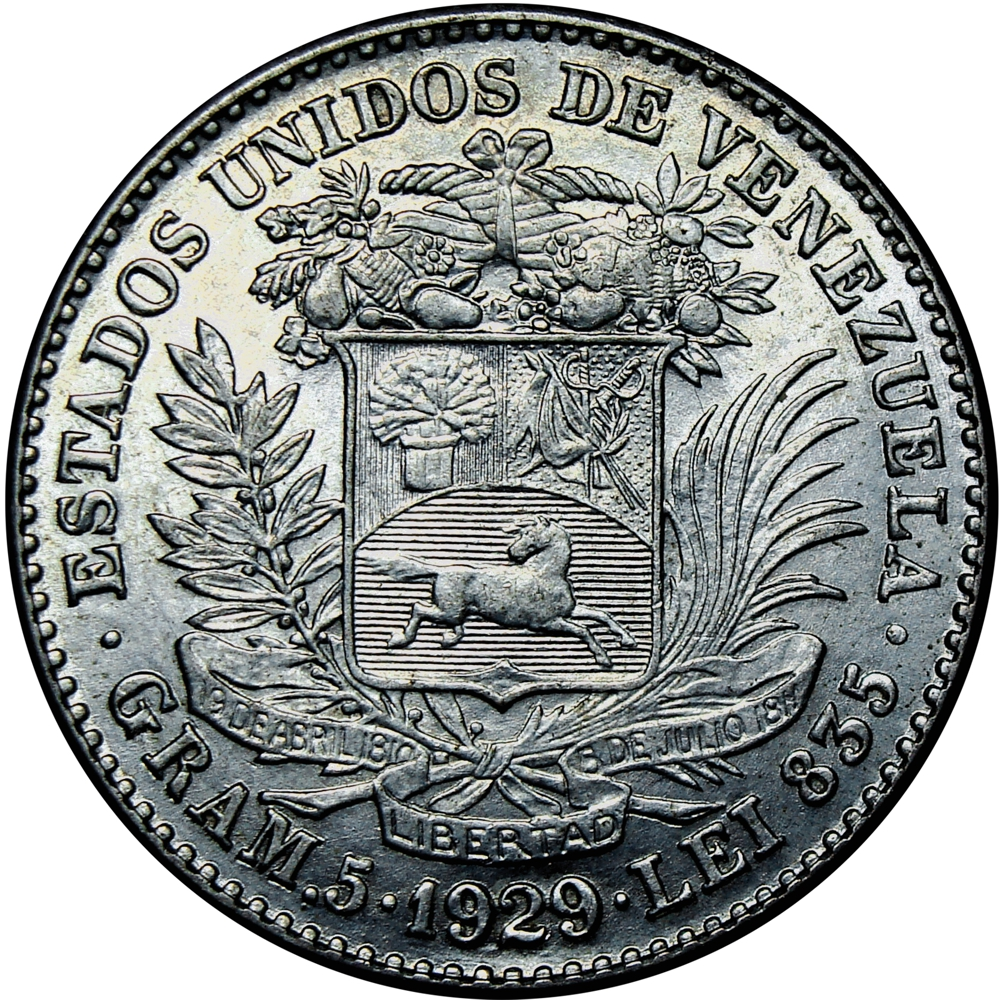 Moneda de Plata Un Bolívar 1929  - Numisfila