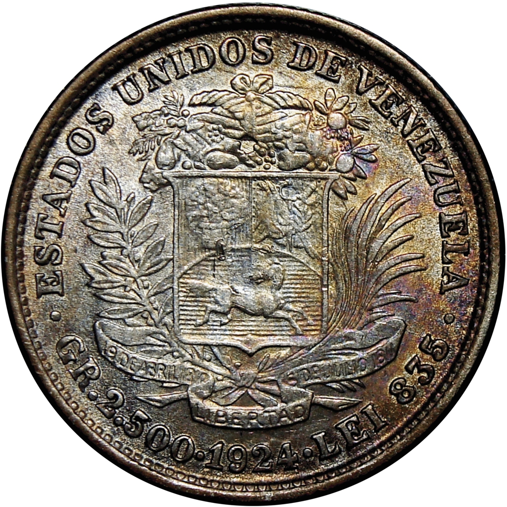 Real Moneda de Plata 50 Céntimos 1924 - ½ Bolivar  - Numisfila