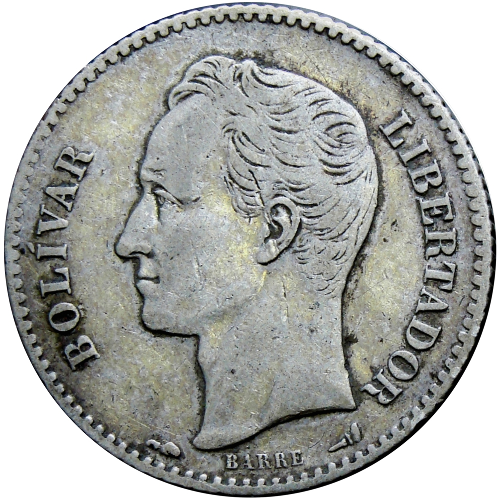 Moneda de Plata 1 Bolívar 1911 - 1er 1 y 9 Cercanos  - Numisfila