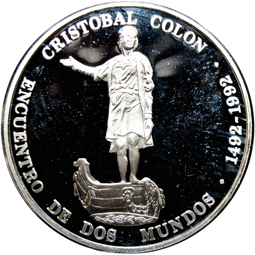 Moneda 1100 Bolívares 1991 Encuentro de Dos Mundos Cristóbal Colón  - Numisfila