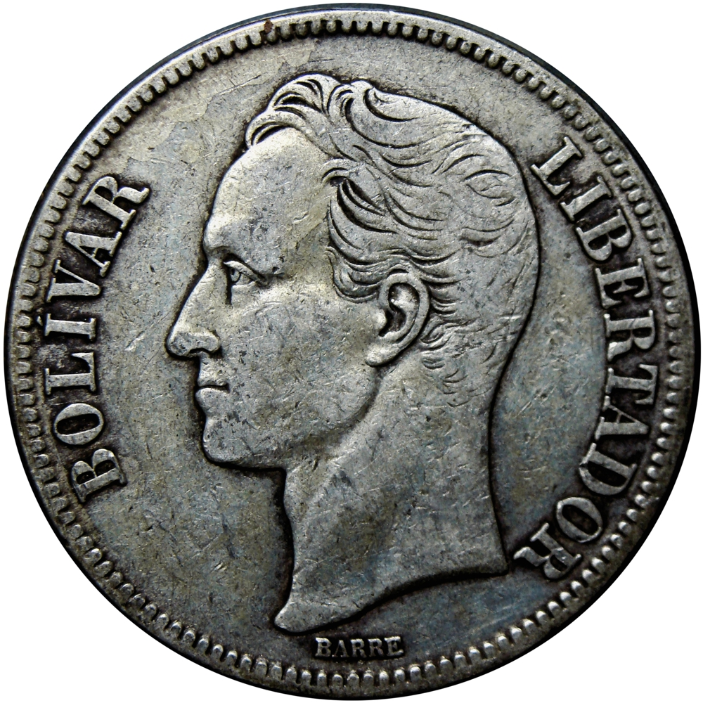 Fuerte Moneda de Plata 5 Bolívares 1919  - Numisfila